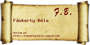 Fáskerty Béla névjegykártya