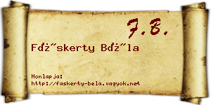 Fáskerty Béla névjegykártya